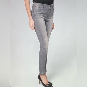 WHBM HighRise Skinny Distressed Gray Jeans 0 Short